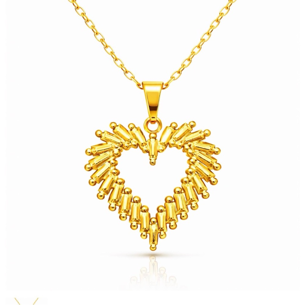 18k Gold Plated Heart Pendant Necklace - Women Jewelry